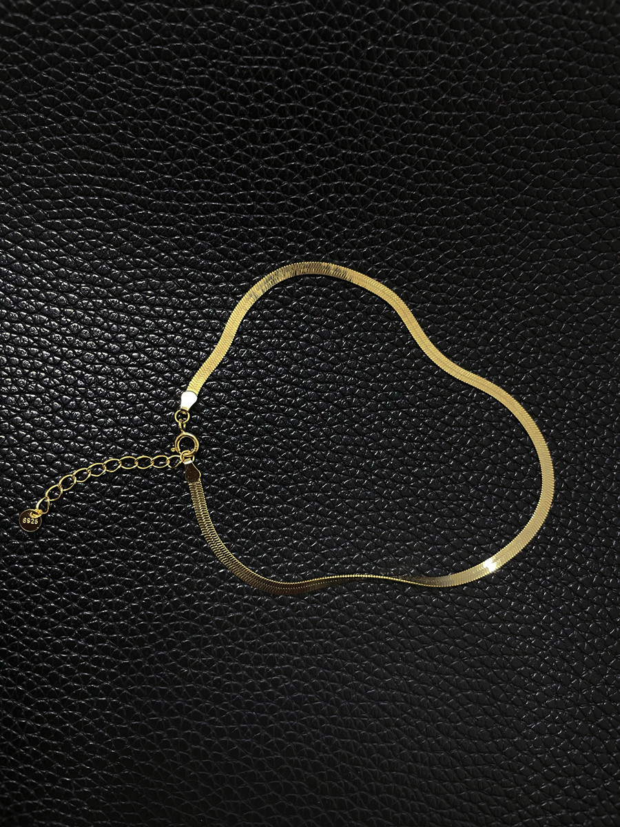 Sterling Silver Plated 14K Gold Snake Bone Anklet Personalized Anklet Women's Ankle chain-MERUMOTE