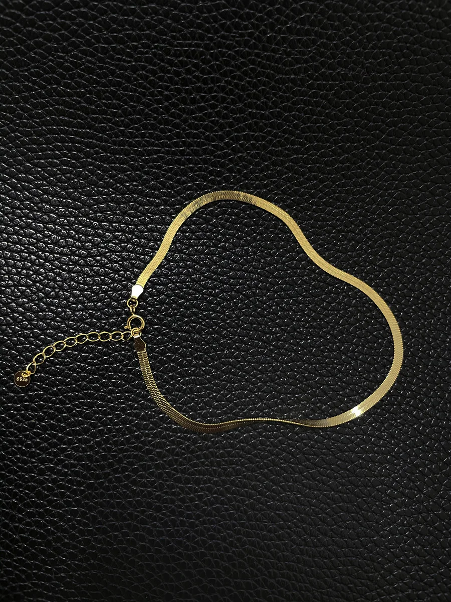 Sterling Silver Plated 14K Gold Snake Bone Anklet Personalized Anklet Women's Ankle chain-MERUMOTE