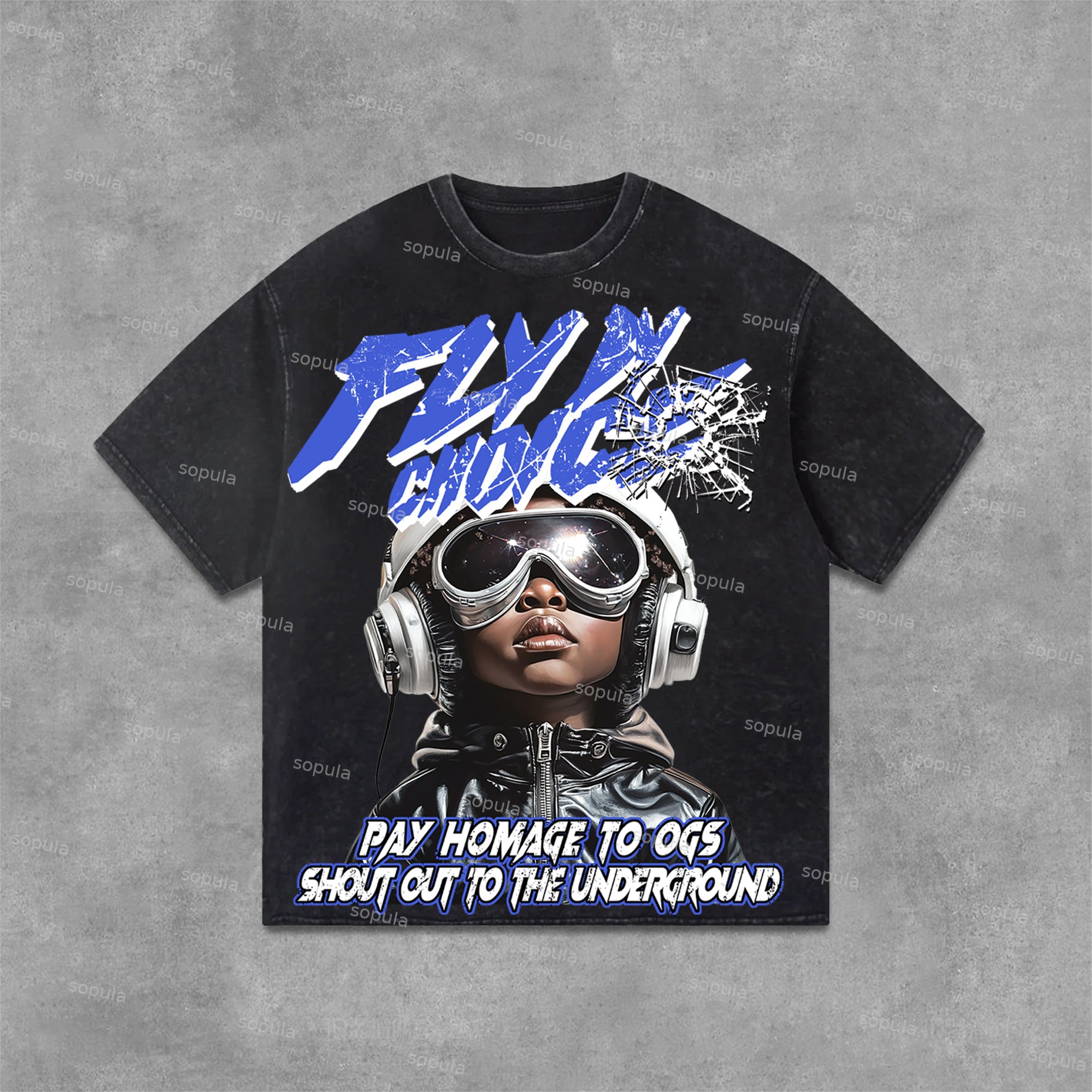 Sopula Fly By Choice Graphic Print Acid Washed T-Shirt - Sopula｜Premium Graphic Tees & Graphic Clothing