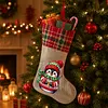 DIY Diamond Painting Christmas Stockings Hanging Ornaments Large Capacity Xmas Socks Pendant Wear Resist Candy Gift Storage Bags for Family Christmas Holiday Party Decoration (Christmas penguin)