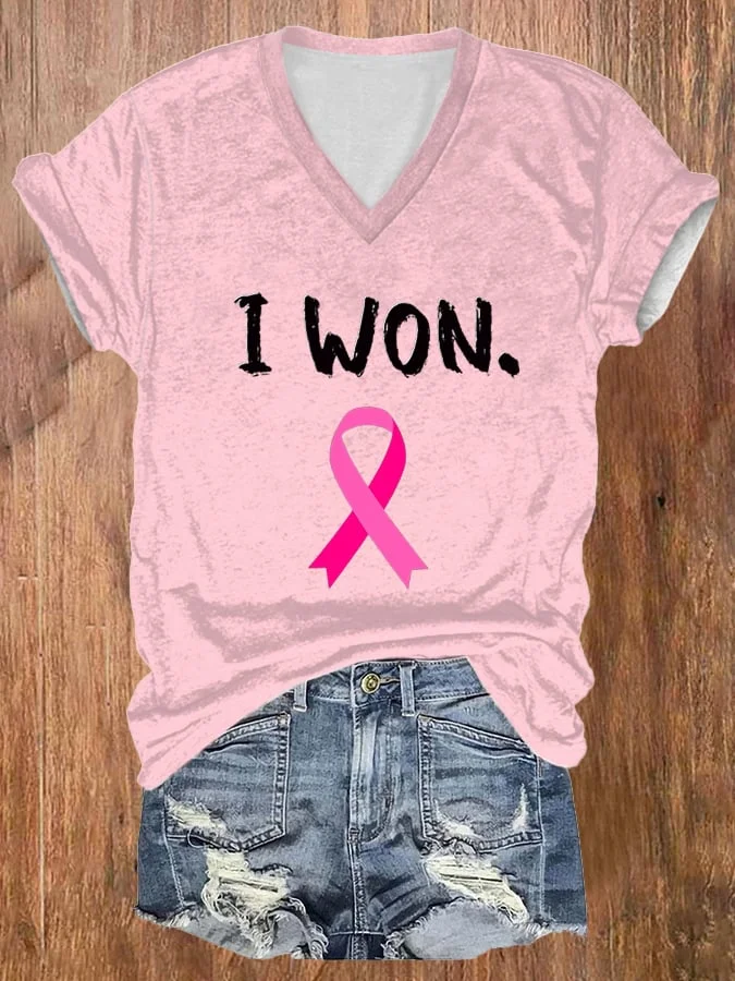 Women's Breast Cancer Survivor Printed Casual T-Shirt socialshop