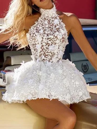 Promsstyle Lace flower mini simple wedding dress Prom Dress 2023