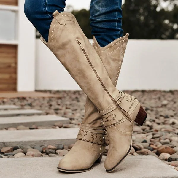 Womens cowboy boots with zipper on the clearance side