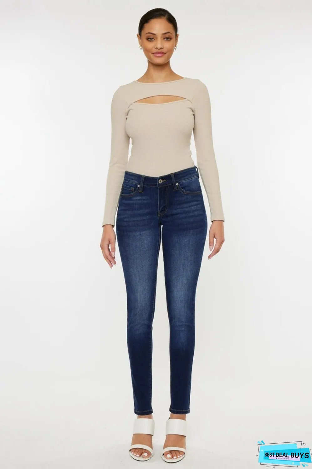 Kancan Mid Rise Gradient Skinny Jeans