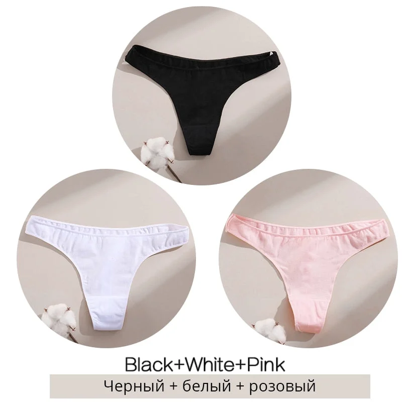 FINETOO Sexy Thongs Women Cotton T-back Underpants M-XL Ladies G-string Underwear Low Waist Female Thong Panties Lingerie 2021