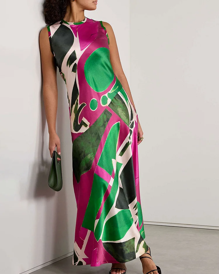 Printed silk-charmeuse maxi dress