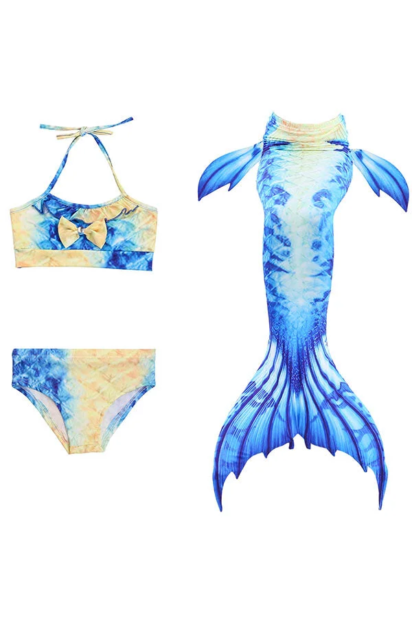Kids Little Girl Fancy Halloween Mermaid Costume Light Blue-elleschic