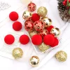 25PCS Golden Shimmers Christmas Velvet Hanging Decor Balls