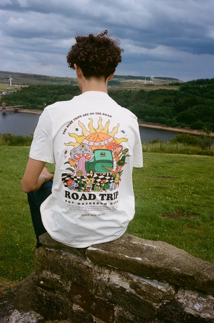 Other Side Store 'Road Trip' Organic Tee -white