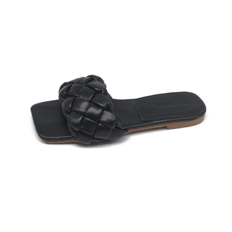 Chic Women Slippers 2021 Hot Women Weave Slippers Flat Shoes Fashion Leisure Shoes Blue Beach Shoe Charm Office Women Slippers