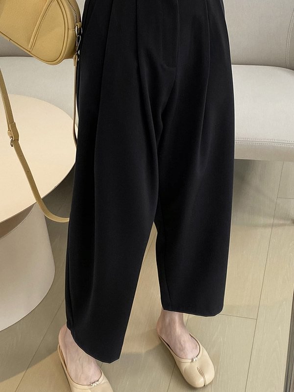 Casual Solid Color High Waisted H-Line Trousers
