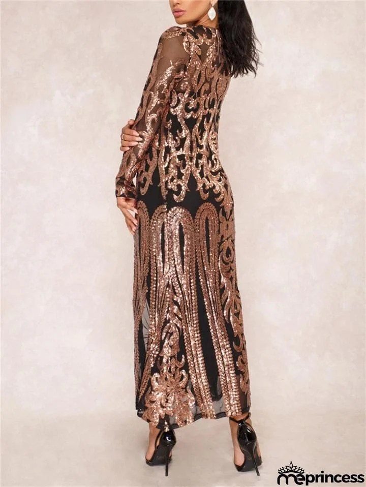 Vintage Style Sequined Gatsby Robe Dress