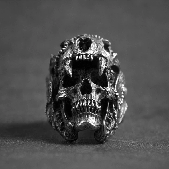 Vintage Jaguar Warrior Skull Ring