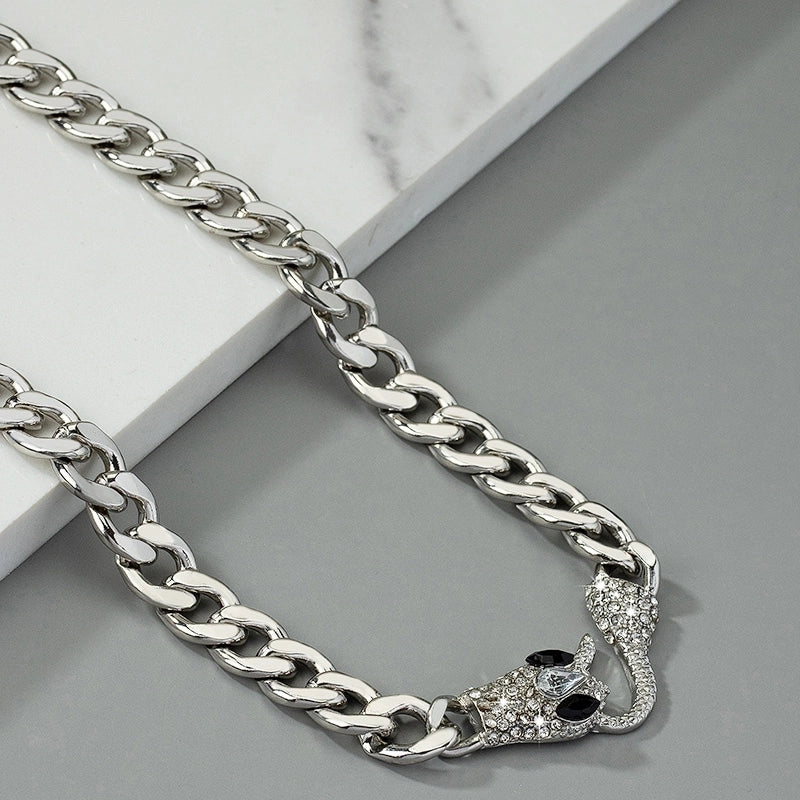 Gothic Retro Vintage Style Snake Alloy Plating Inlay Artificial Rhinestones 14k Gold Plated White Gold Plated Men’s Choker Choker