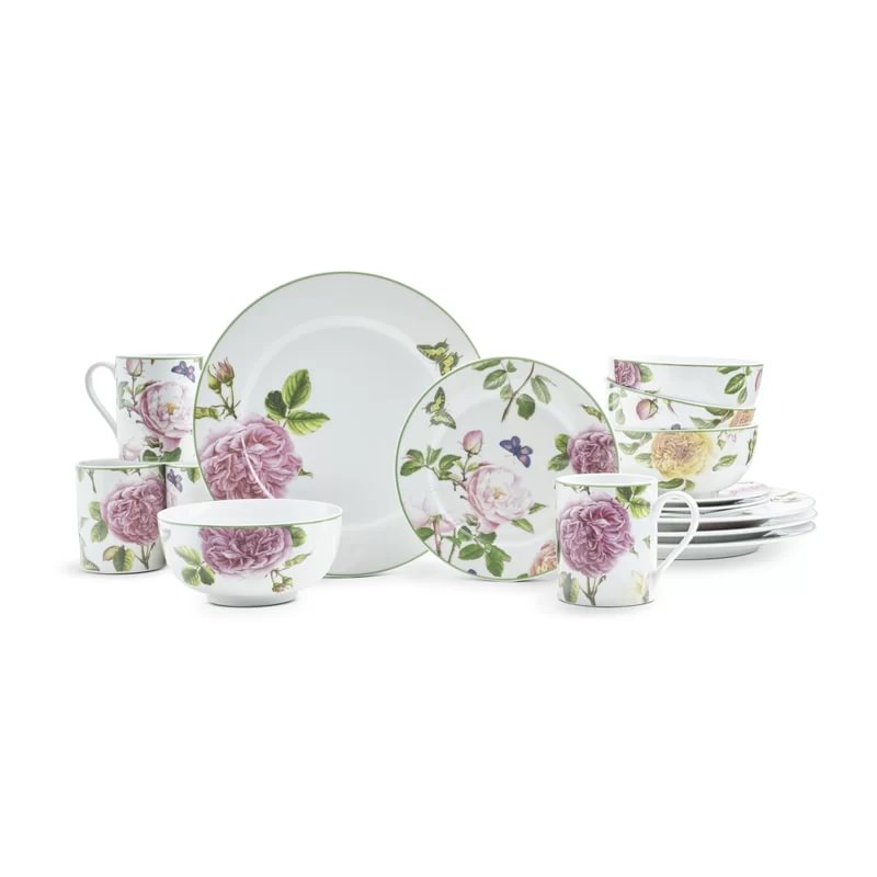 Botanic Garden Terrace Porcelain China Dinnerware - Set of 16