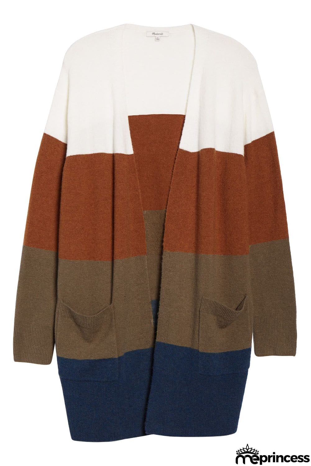 Colorblock Longline Cardigan with Pocket