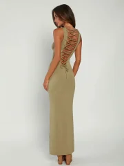 Hedirax  Slim Bodycon Bandage Dress Women 2025 Spring Summer Dress Hollow Out Sexy Party Elegant Maxi Long Dresses Vestidos