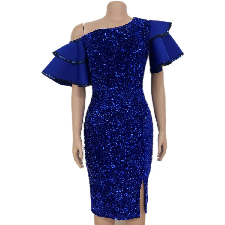 Promsstyle Promsstyle One shoulder layered ruffle sleeves midi evening dress Prom Dress 2023