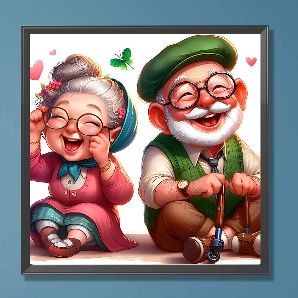 Diamond Painting - Full Round Drill - Old Couple(Canvas|30*30cm)