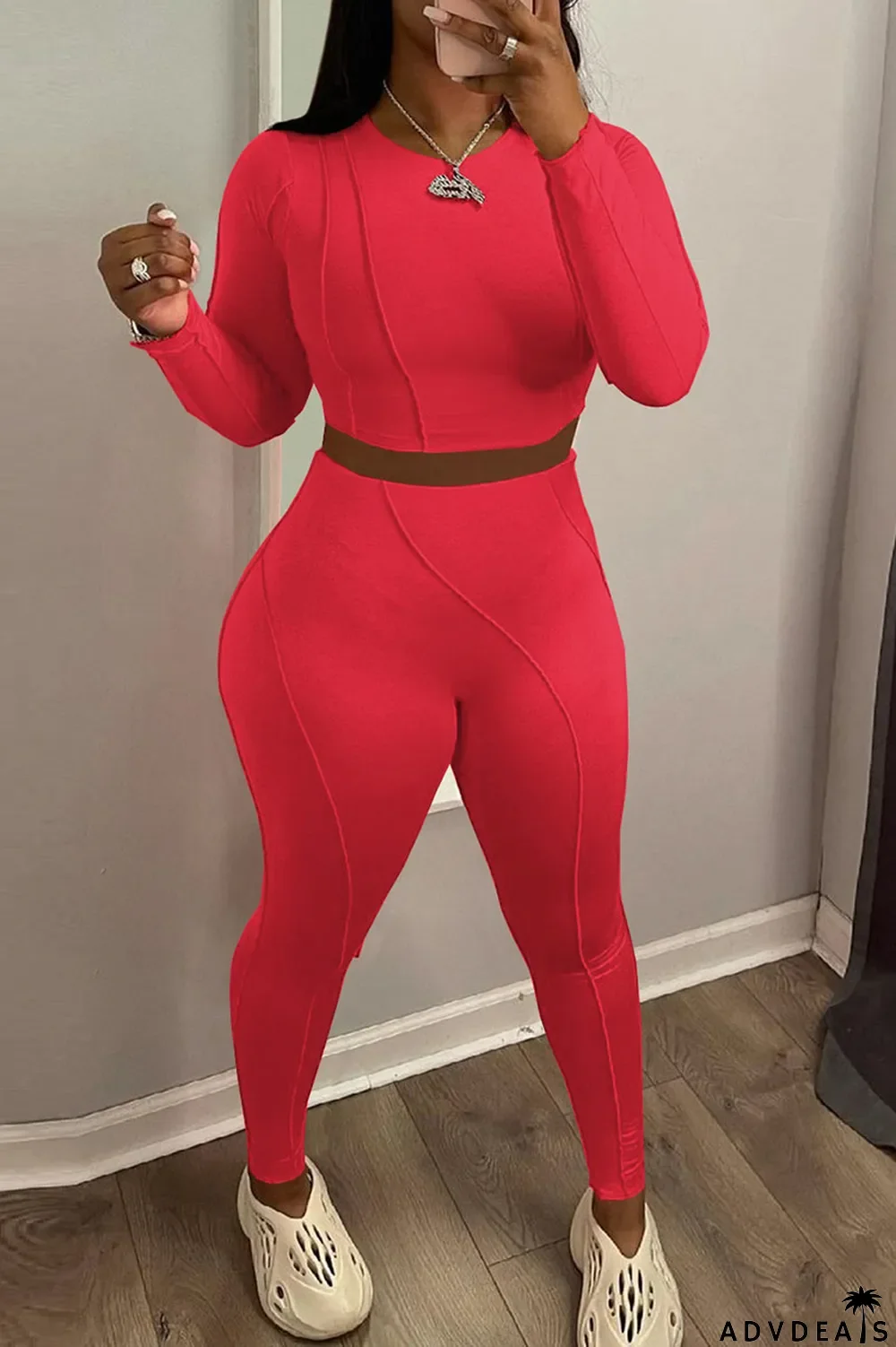 Black Casual Solid Hollowed Out Split Joint Frenulum O Neck Long Sleeve Two Pieces