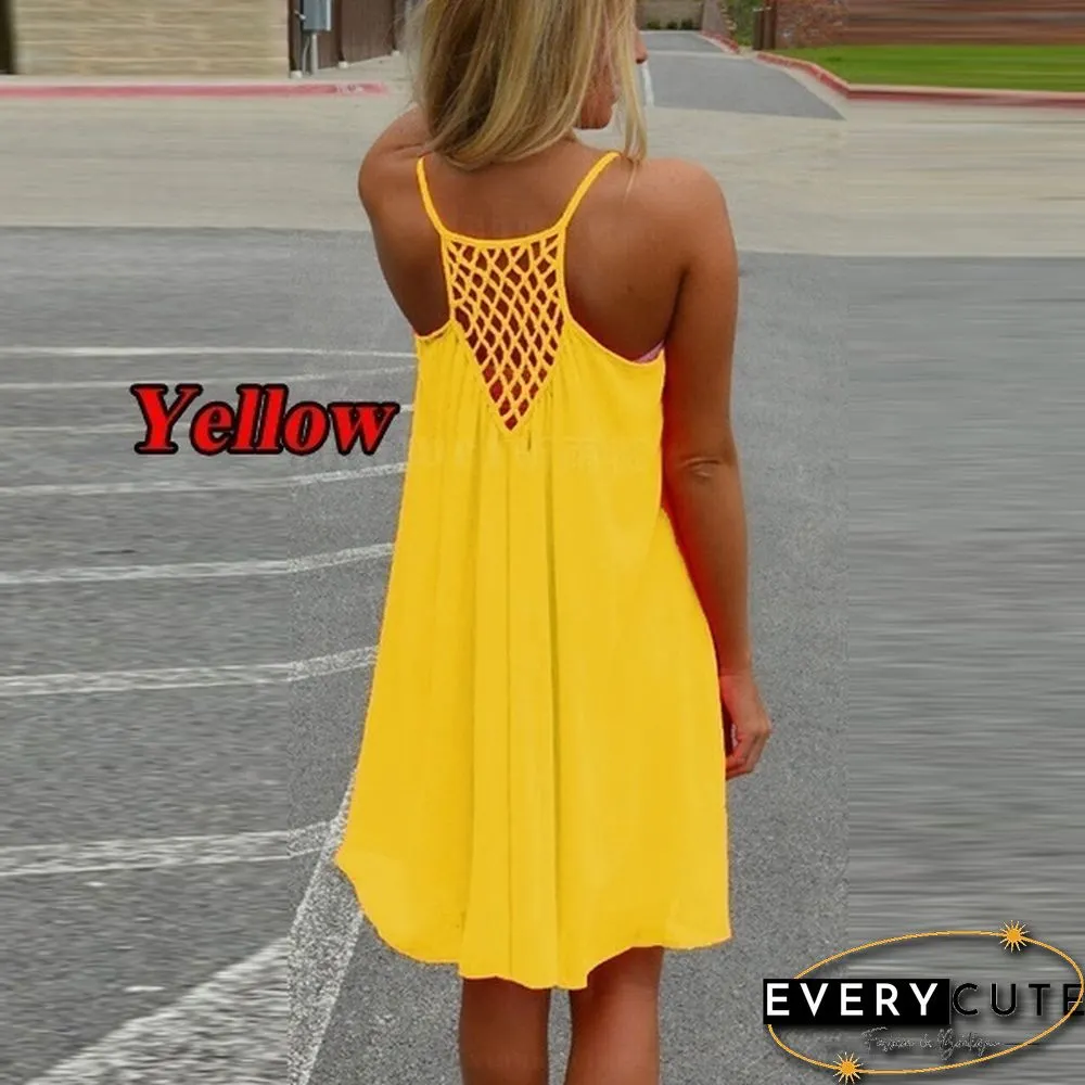 Summer Casual Sleeveless Evening Party Backless Beachwear Sexy Womens Mini Dress