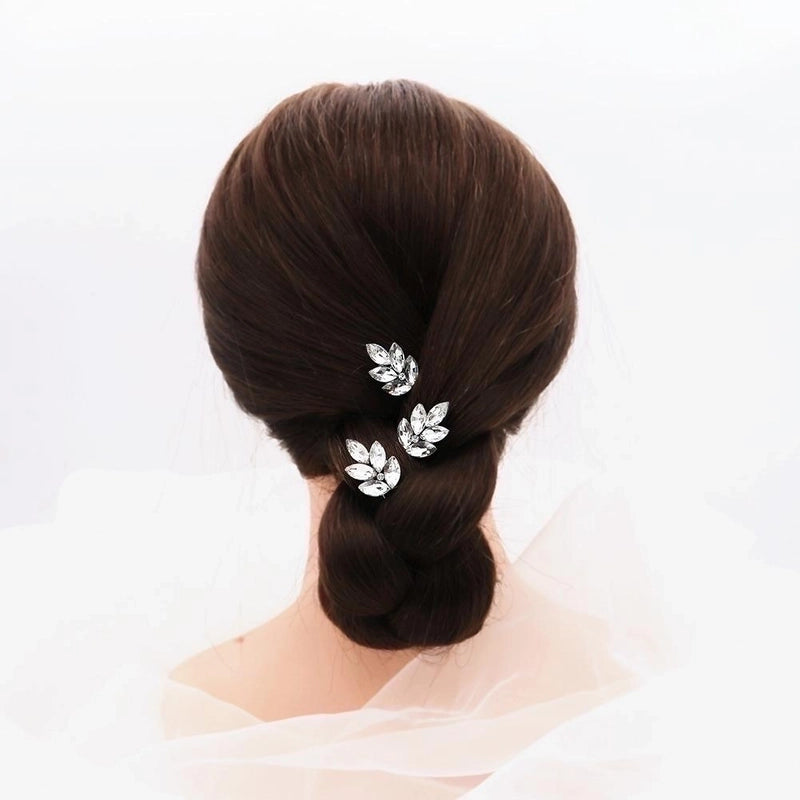 High-end Rhinestone Leaves Hairpins Elegant Simple Jewelry Bridal Hair Accessories Headdress