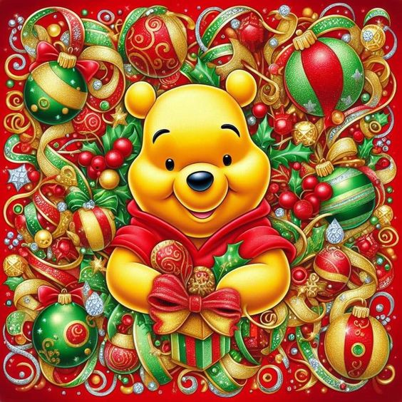 Christmas Winnie the Pooh 40*40CM(Canvas) Diamond Painting gbfke