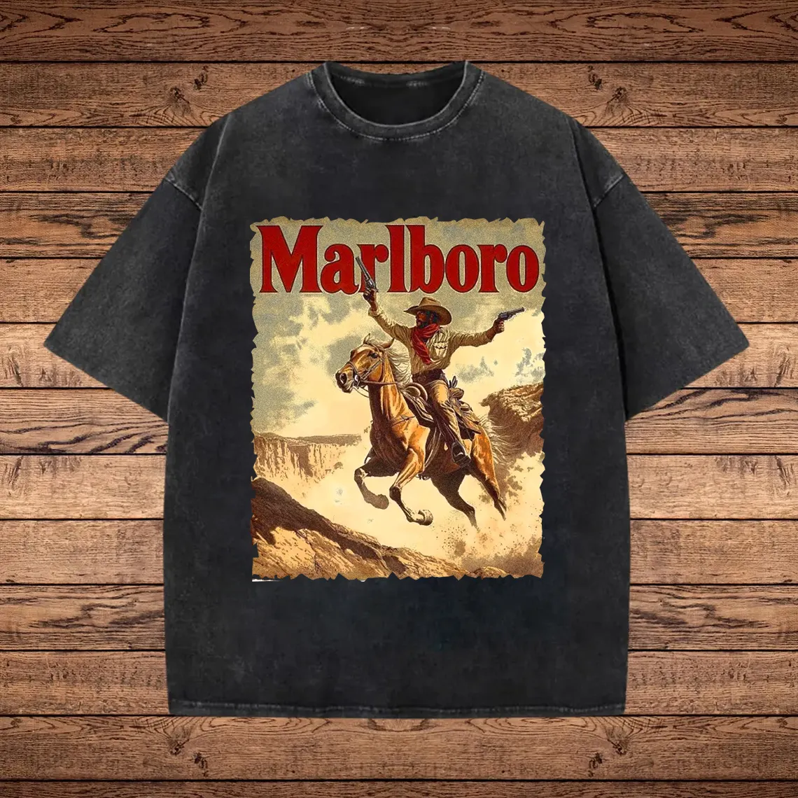 Vintage Cowboy Graphic Print Washed T-shirt