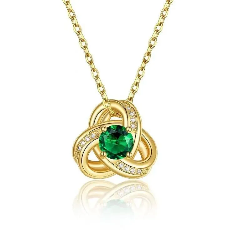 Irish Heritage Emerald Knot Necklace