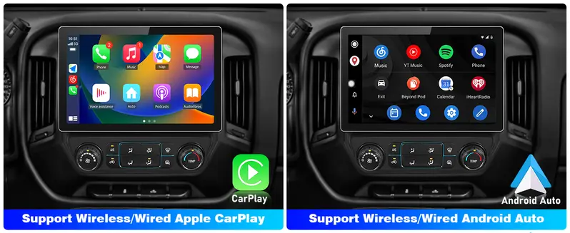 Product Introduction of Car Stereo for Chevy Silverado GMC Sierra 2014-2018 touch screen has Android Auto Wireless Carplay. Bluetooth WIFI supports GPS Navigation 17