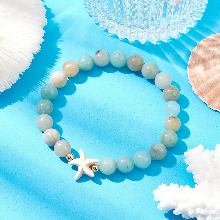 1pc Ocean Style Amazonite Beads Stretch Bracelet