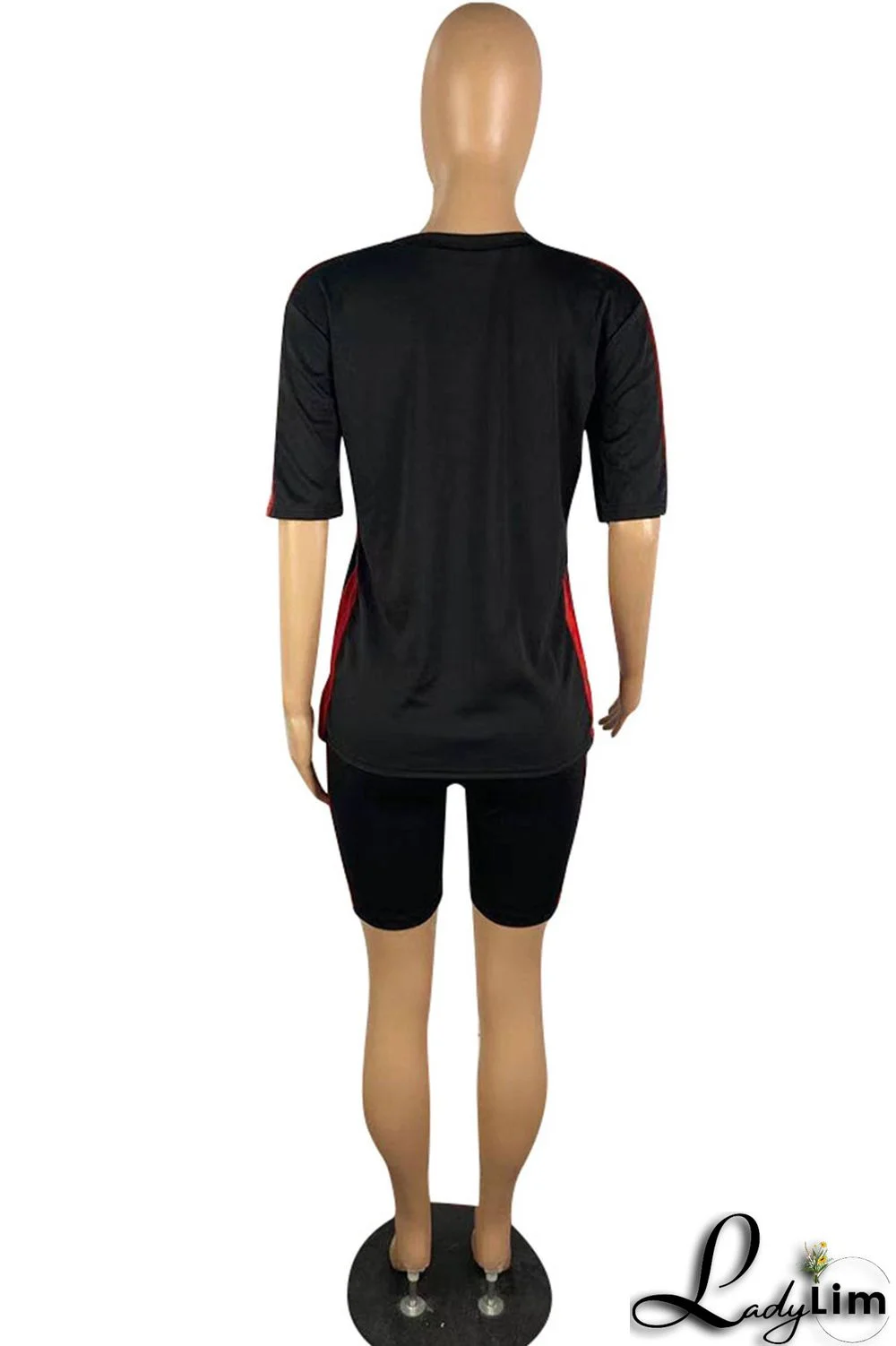 Red Casual Sportswear Solid Split Joint O Neck Short Sleeve Two Pieces