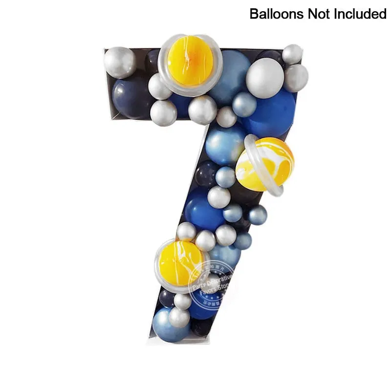 100/73cm Large Number Balloon Filling Box Frame Stand Kids Adult Birthday Party Anniversary Baby Shower DIY Decoration Wedding