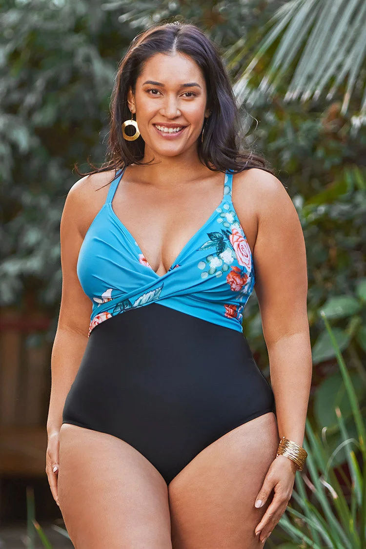 Ember Floral Wrap Plus Size One Piece Swimsuit