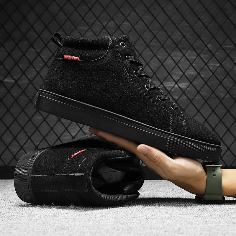 2021 New Men Shoes Fashion Leather High Top Casual Shoes Outdoor Non Slip Work Shoes Classic Lace Up Sport Sneakers Big Size