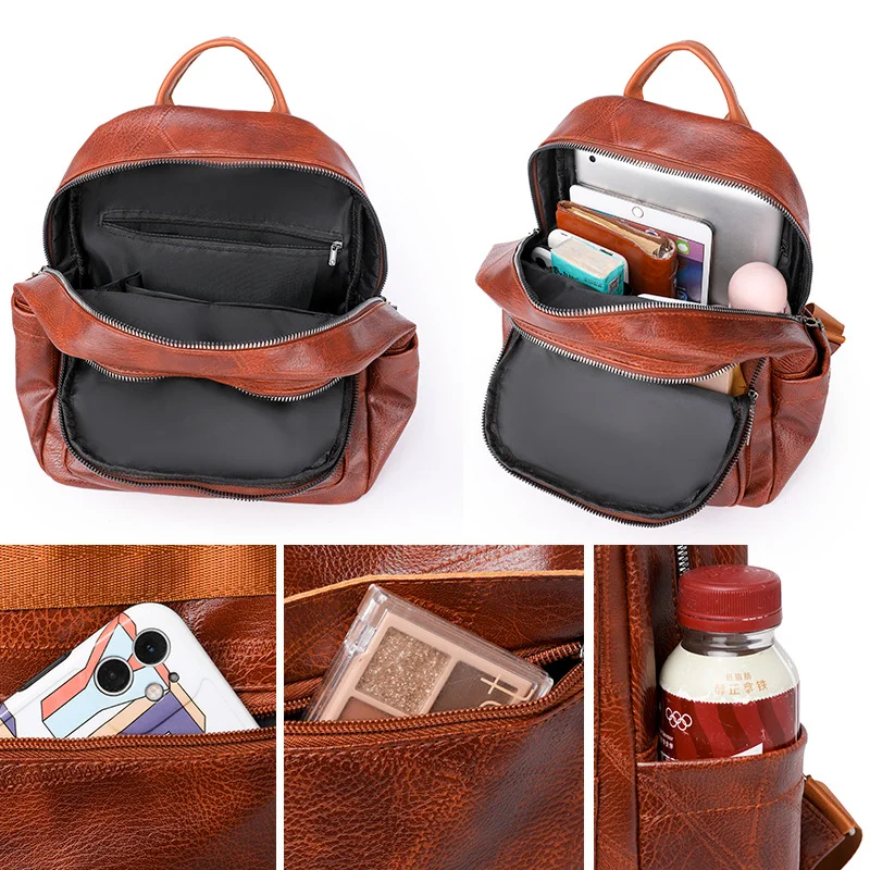 Soft Leather Ladies High-Capacity Fashion Backpack