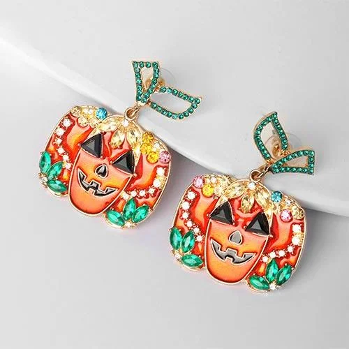 Skull Pumpkin Lamp Ghost Face Earrings
