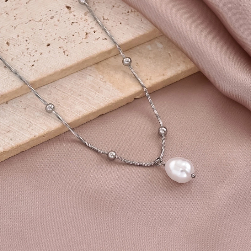 304 Stainless Steel Minimalist Polishing Geometric Pendant Necklace