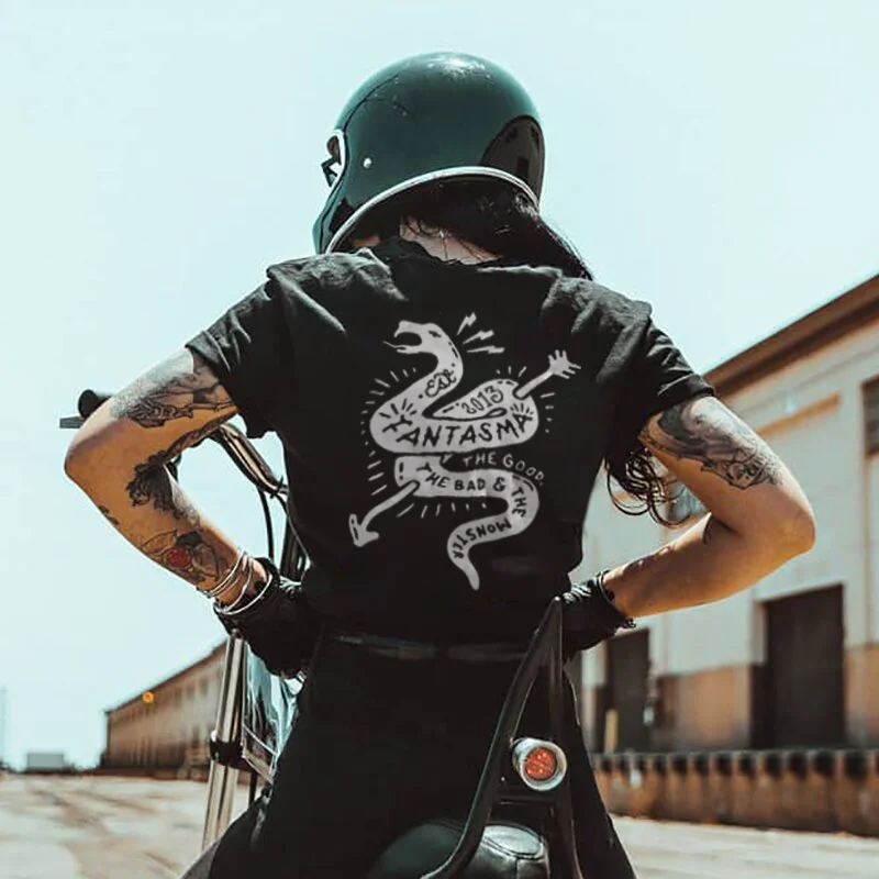 Skull snake print short-sleeved T-shirt designer - Krazyskull