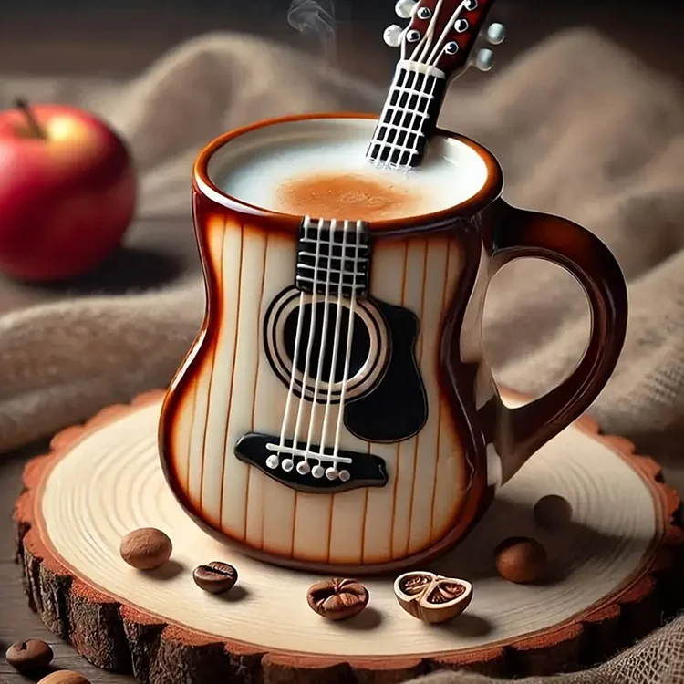 Coffee Guitar - Full Round Drill Diamond Painting - 40*40CM(Canvas)