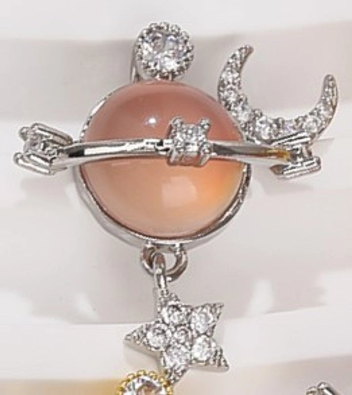 1 Piece Resin Copper Zircon 18K Gold Plated Star Moon Jewelry Accessories Pendant