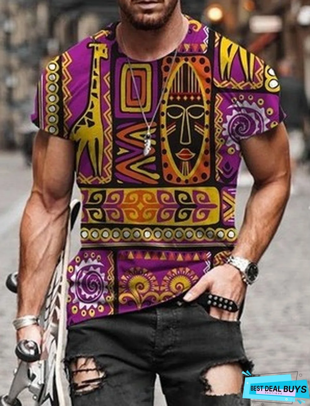 3D Personalized Printing Fashion Trend Boys Lightweight Breathable Short Sleeve T-shirt