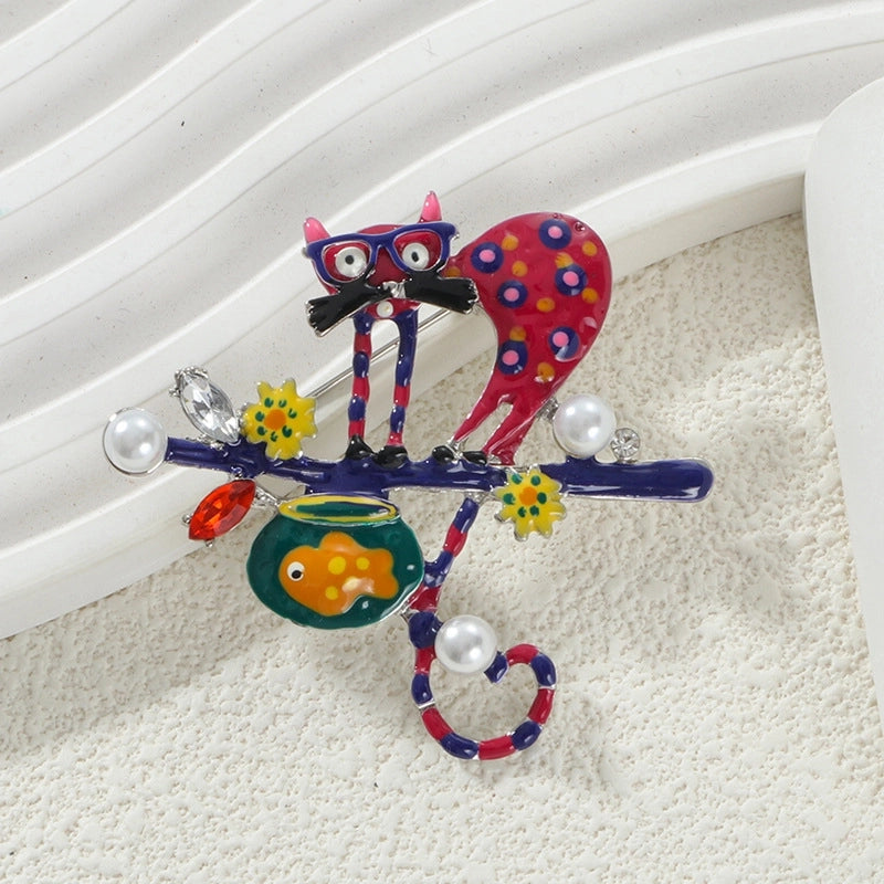 Cute Pin Cartoon Cat Alloy Enamel Unisex Brooches