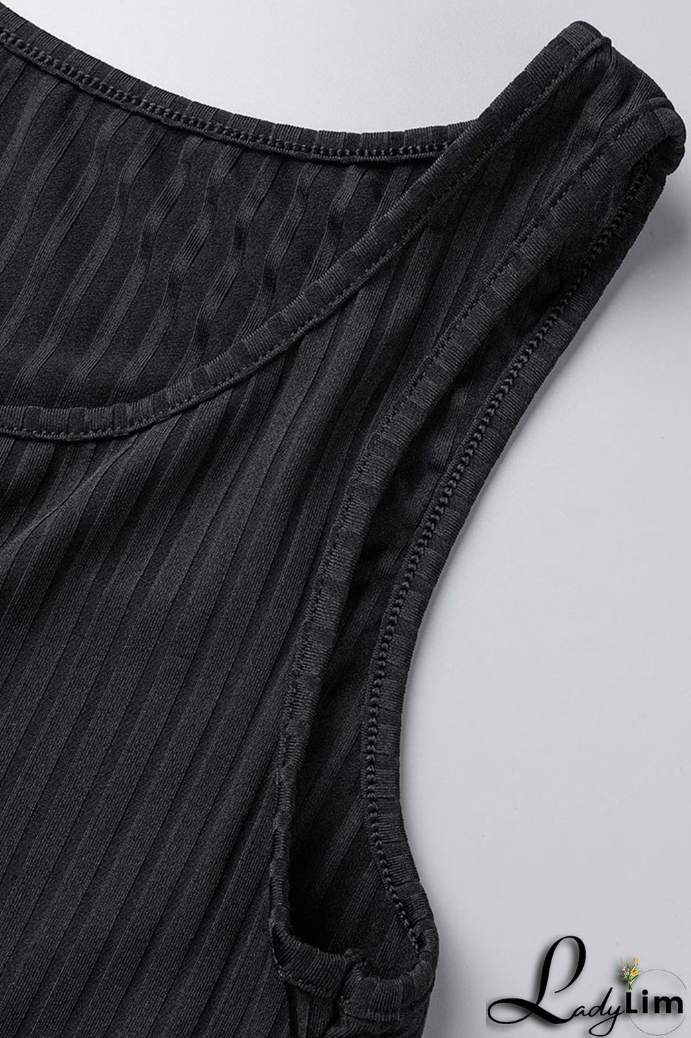 Black Casual Solid Patchwork U Neck Sleeveless Three Pieces