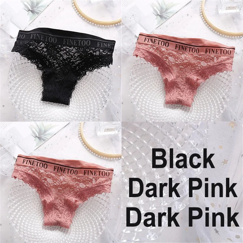3PCS/Set Lace Panties Women Sexy Underwear Briefs Floral Lace Female Underpants Solid Color Intimate Lingerie Woman Panties M-XL