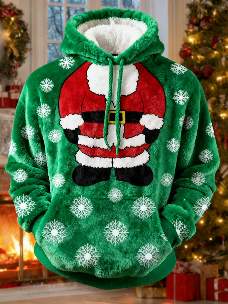 Men's Christmas Funny Santa Claus Art Cozy Plush Hoodie elevenforest