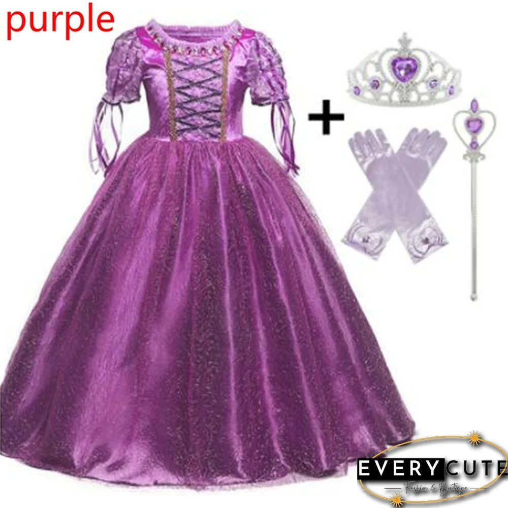 17 Styles Fancy Halloween Princess Cosplay Costume 4pcs Outfit with Accessories for 3-10 Years Kids Girls