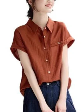 Athvotar Athvotar Commuting Short-Sleeved Shirt For Women In The Summer Of 2025 New Casual Relaxation Texture Shirt Design Top