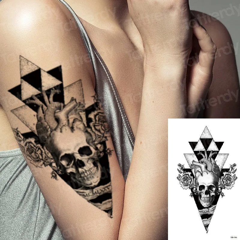 Snake Flower Rose Waterproof Temporary Tattoo Sticker Flash Tattoo Lace Fox Lion Body paint Arm Fake Sleeve Tattoo Women Mermaid