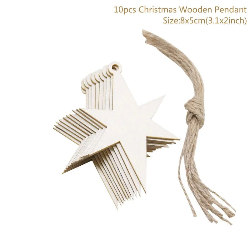 10pcs/lot Wooden Christmas Tree Hanging Ornament Pendants Christmas Decorations For Home Party New Year Navidad Natal Kids Gift